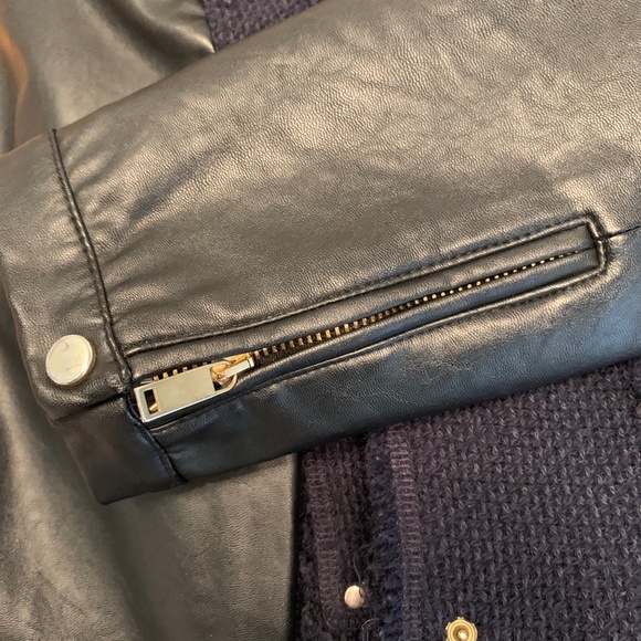 Leather and navy tweed jacket - Picture 5 of 7